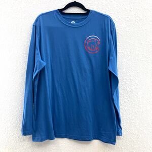 Majestic Blue MLB Chicago Cubs Illinois Sail Boat Long Sleeve Tee T Shirt Top